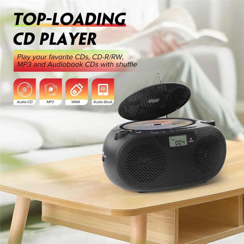 

ABAC-Portable CD Player Bluetooth CD Player Boombox AM/FM Radio USB Port CD Player Stereo Sound Speaker Home MP3 CD Player
