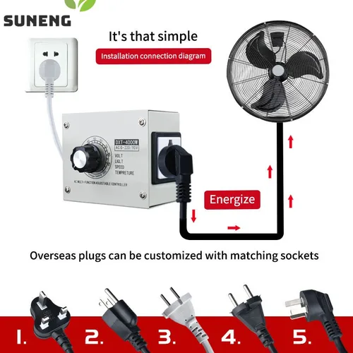 Regulador de voltaje ajustable AC220V 4000W SCR atenuador velocidad temperatura luz controlador de voltaje Variable compacto