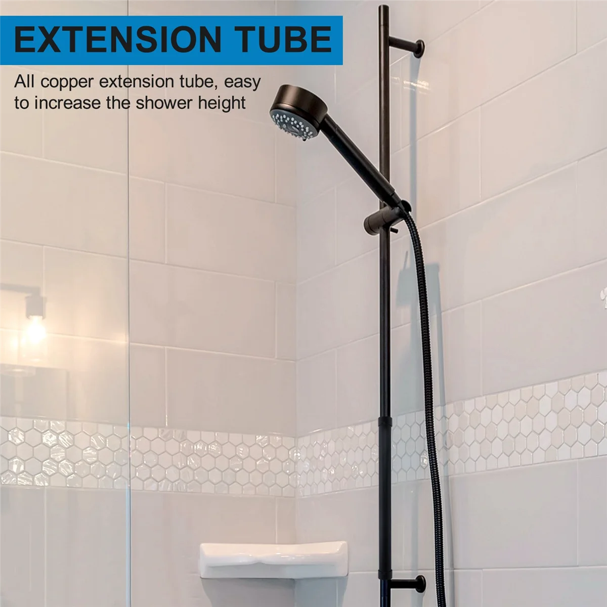 Tubo de extensión de ducha negro, mezclador de ducha de 30cm de longitud, tubos de ducha de latón, Baño