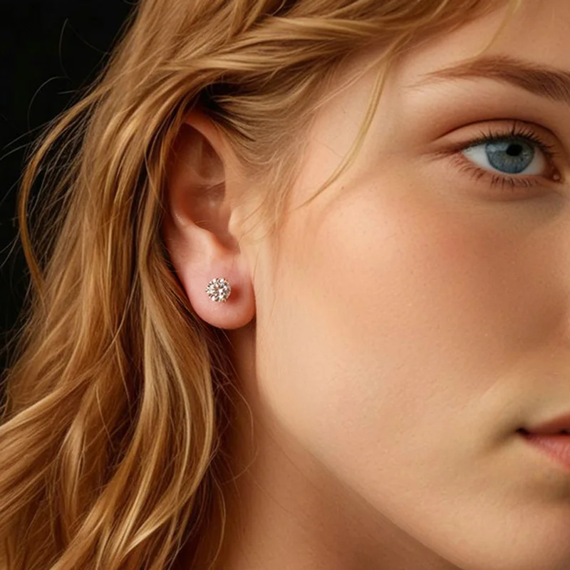 0.1-1ct Moissanite 3 Claw Stud Earrings for Women S925 Sterling Silver Plated 18k White Gold Screw Earrings with GRA Certificate