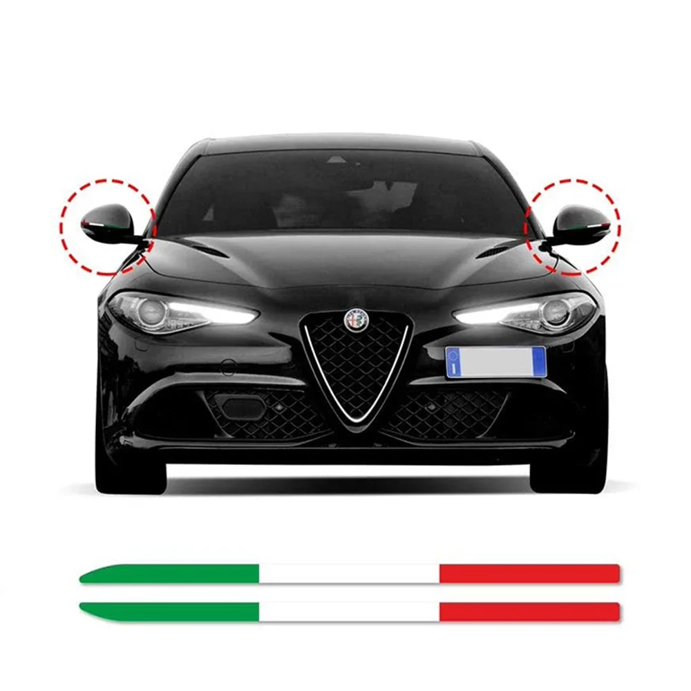 2PCS Car Rearview Mirror Italy Style Sticker Auto Accessories For Alfa Romeo Giulia 147 156 159 Mito Stelvio Sportiva Giulietta