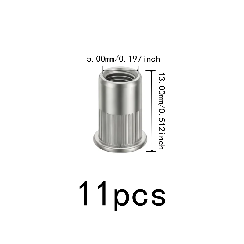 Anti-Slip Embedded Design Knurled Rivet Nuts 11 pcs M5, perfect for Automotive Repair, Easy Hammer Installation