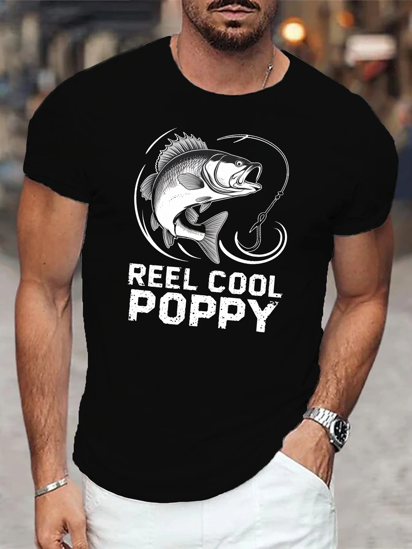 Cool Reel Poppy Graphic T-Shirt, Men's Casual Short-Sleeved Summer T-Shirt
