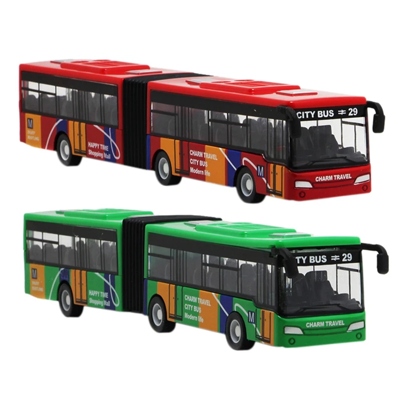 2Pc Kinderen Diecast Model Voertuig Shuttlebus Auto Speelgoed Kleine Baby Pull Back Speelgoed Groen En Rood