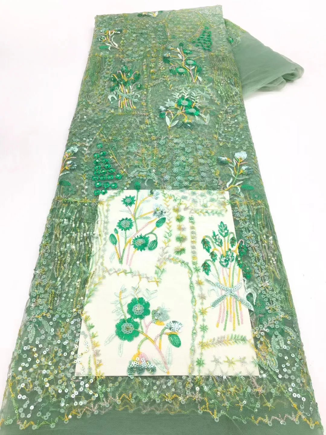 

African Mesh Fabrics Embroidery Sequins for Women Sewing Evening Dresses Luxury Dubai Lace Fabric 5 Yards XX5756
