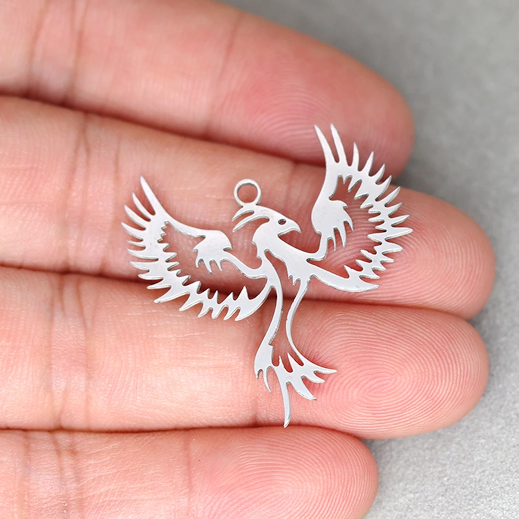 3 sztuk DIY Vintage frędzle kolczyk feniks ptak wisiorek ze stali nierdzewnej Charms do tworzenia biżuterii naszyjnik kobiety dziewczyna Craft luzem