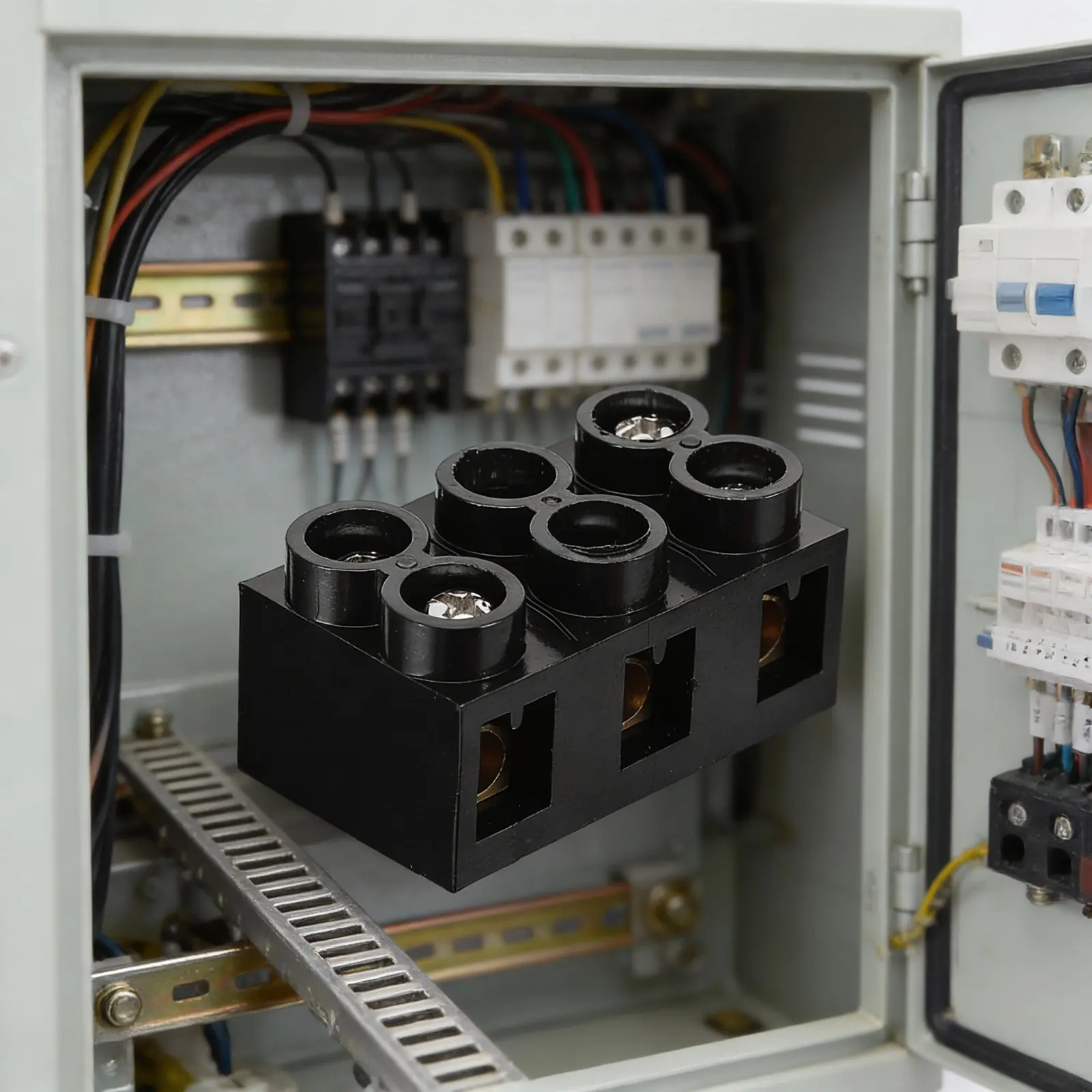 3 Position 60A Large Current Terminal Block Screw Connector Dual Row Electrical Barrier Ground Circuit Block Wiring Tool