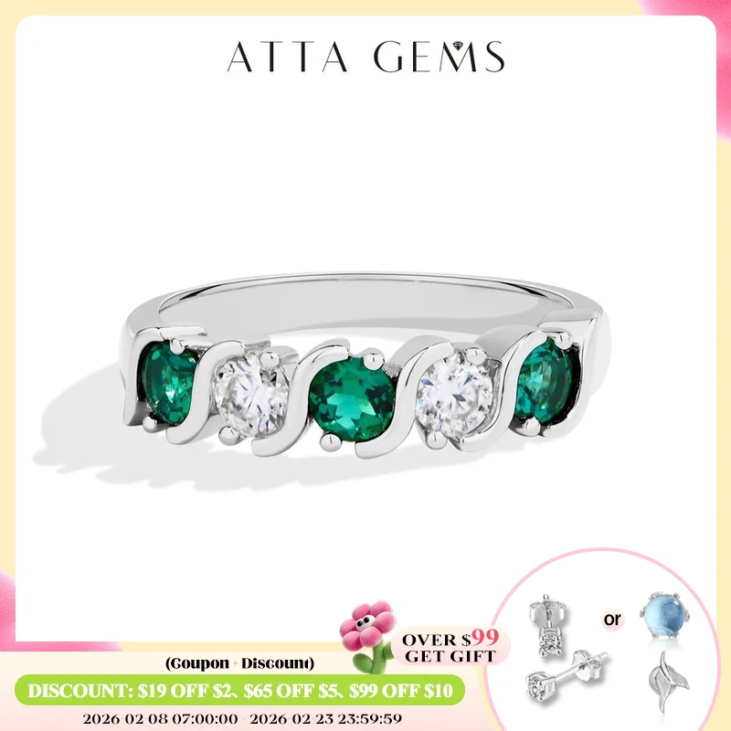 

ATTAGEMS Light Luxury Lab Emerald Moissanite Rings Fashion Women Rings 925 Sterling Silver Ring Party Hot Statement Jewelry Gift