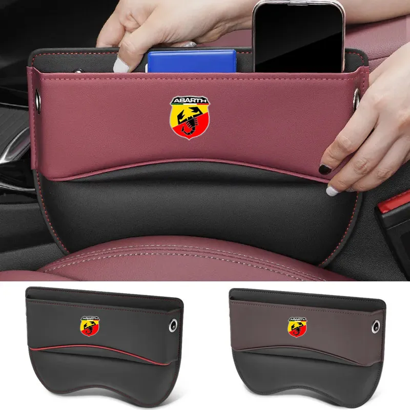 Car Seat Organizer Leather Crevice Storage Box Accessories for Abarth 500 595 695 1000SP