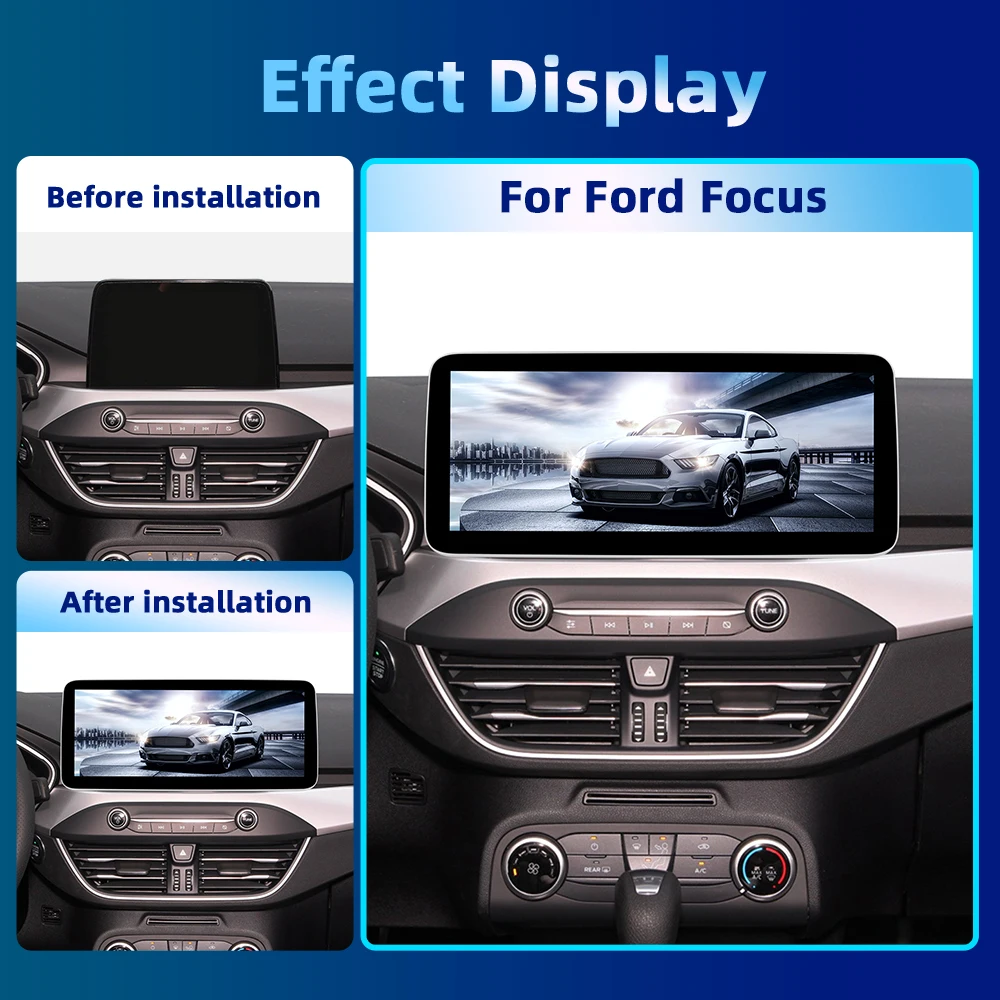 Podofo-REPRODUCTOR Multimedia para coche Ford Focus, pantalla de 12,3 pulgadas, Android, 8 núcleos, navegación GPS, Carplay, estéreo, 2019-2022