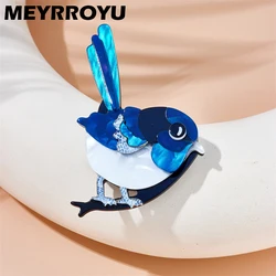 MEYRROYU Blue Bird Brooches Women's Stylish Acrylic Material Animal Badge Lovely Christmas Gifts Pins Accessories Jewelry Брошь
