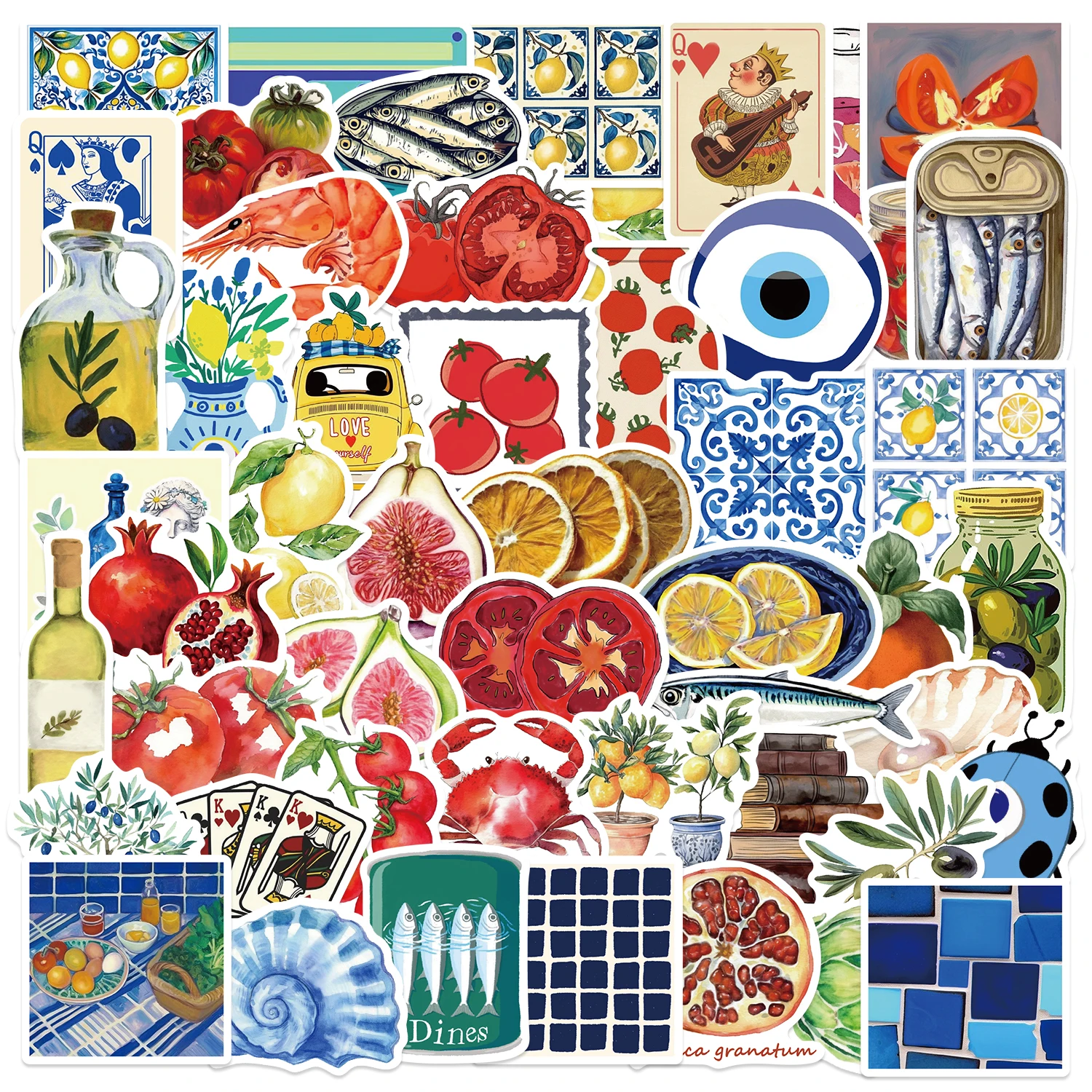 50PCS Mediterranean Tomato Stickers Graffiti Decals DIY Phone Laptop Helmet Water Bottle Fridge Waterproof Sticker Toy