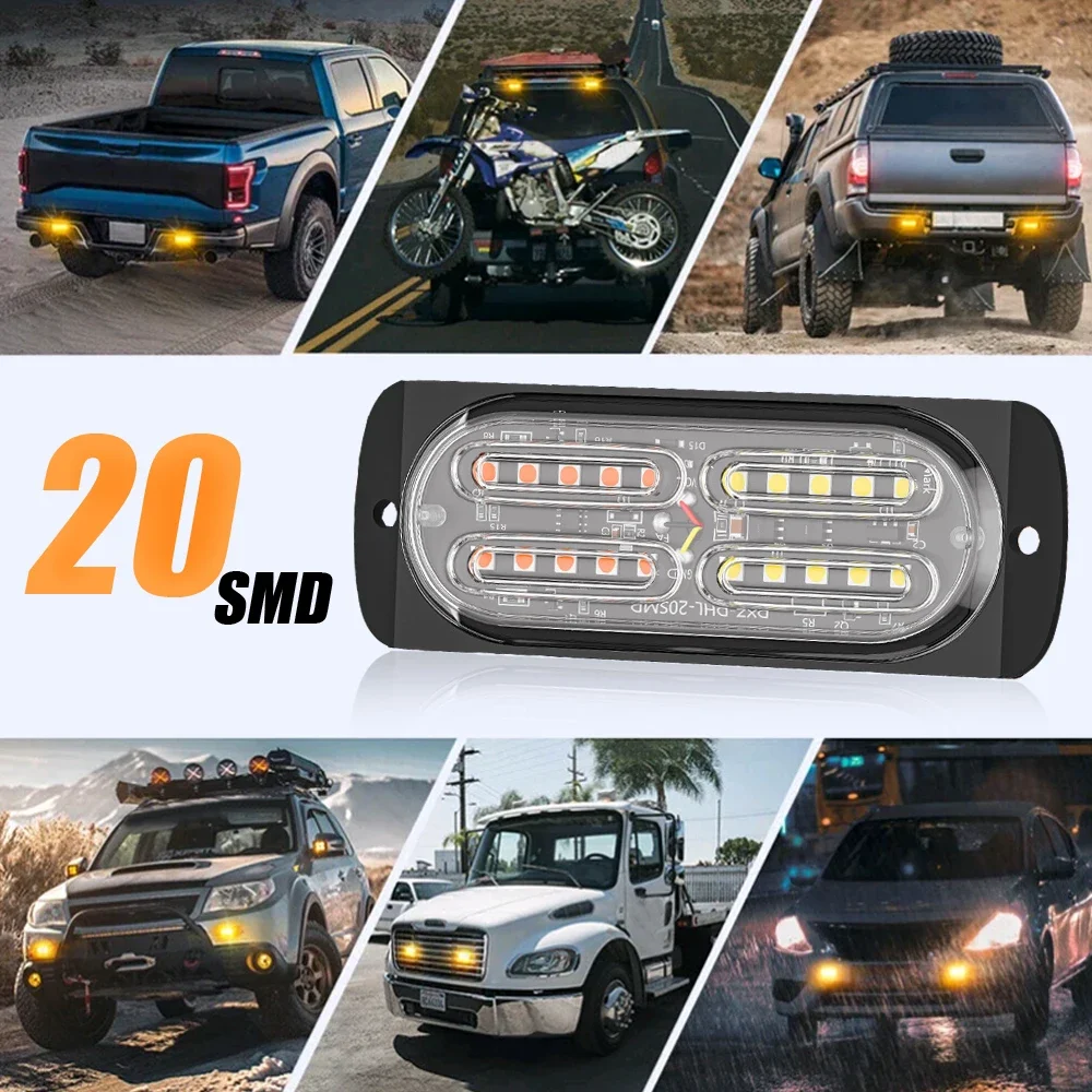 

1Pc Universal Car Strobe Lights 20 SMD Flashing Warning Light LED Lamp Car LED Lamp Emergency Waterproof Light Car Accessories