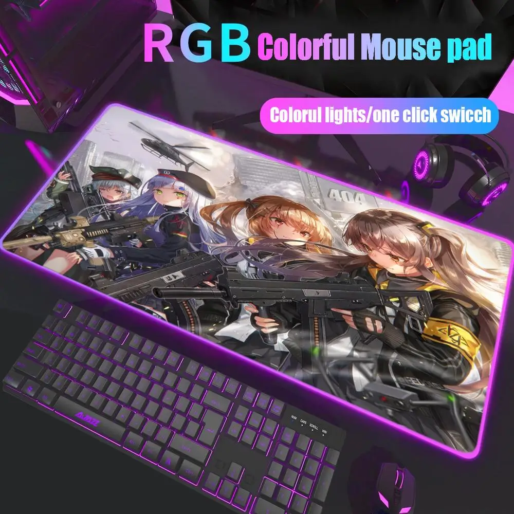 

Girls Frontline Mouse Pad Gamer Rgb Desk Mat Back Light Led Mousepad Setup Gaming Accessories Deskmat Big Mousepad Backlight