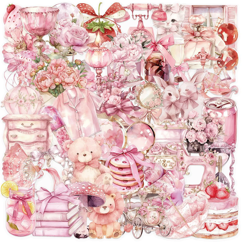 10/30/50PCS Cute Cartoon Transparent Pet Pink Girl Stickers Aesthetic Laptop Scrapbook Phone Diary Decoration Sticker Kids Toys
