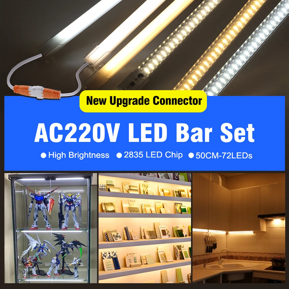 LED AC220V 50 ซม.72 LEDs ความสว่างสูง Night Bar 2835 Strip ประหยัดพลังงานโคมไฟสำหรับ Home Kitchen ตู้ Wall Decor