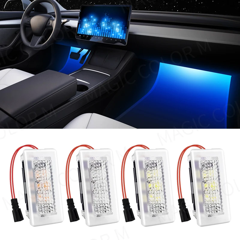 Für Tesla Modell 3Y S X LED Atmosphäre Fuß-Well Lichter Auto Innen Beleuchtung Boden Tür Pfütze Dekorative Lampe auto Zubehör