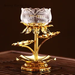 1pc Water Glazed Lotus Flower Metal Candlestick Household Sacrificial Supplies Buddhist Temple Supplies Pray for Auspiciousness