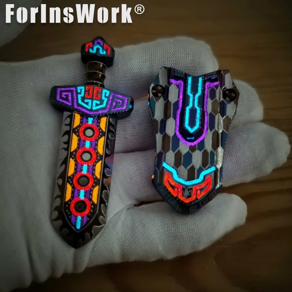 WANWU EDC DIY Zirconium Color Engraved Version Taia Sword Mechanical Magnetic Push Slider Metal Toys Decompression Fidget Toys