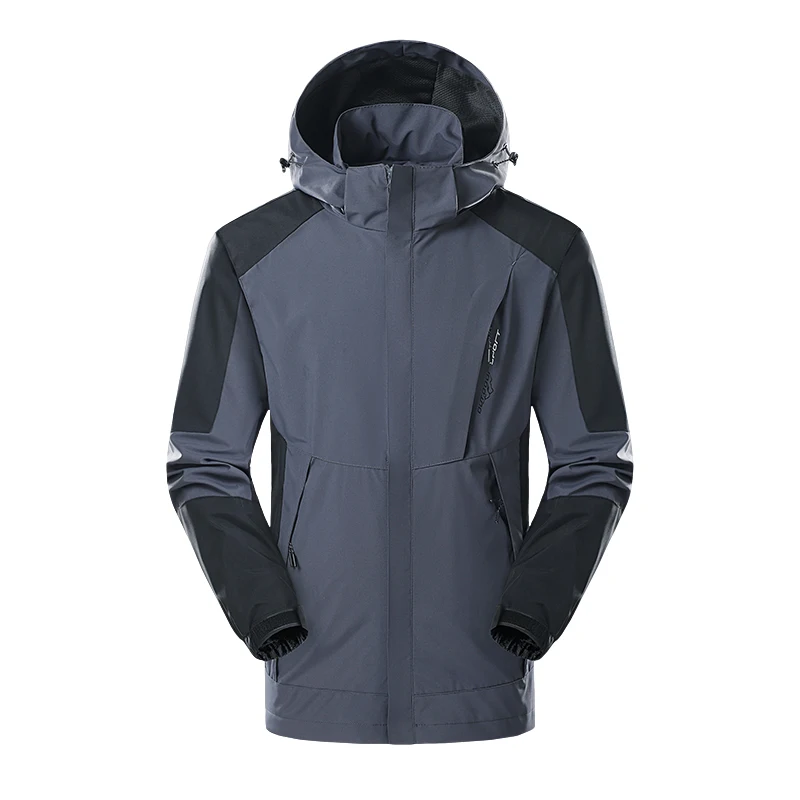 

2024 New Jacket Men's Outdoor Detachable Hooded Coat Windproof Waterproof Couple Mountaineering Wear Spring and Fall Sports Coat