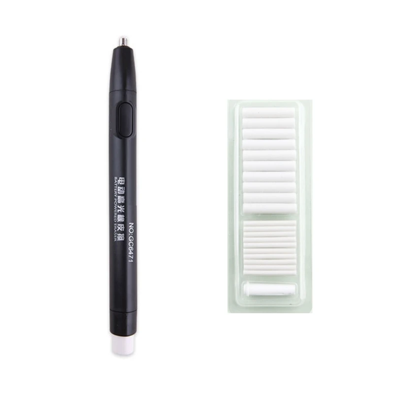 Double Ended Eraser Pen AAA Battery Operated Automatic Erasing Rechargeable with 20Pcs Refills Diameter 2.3mm 4.8mm K1KF