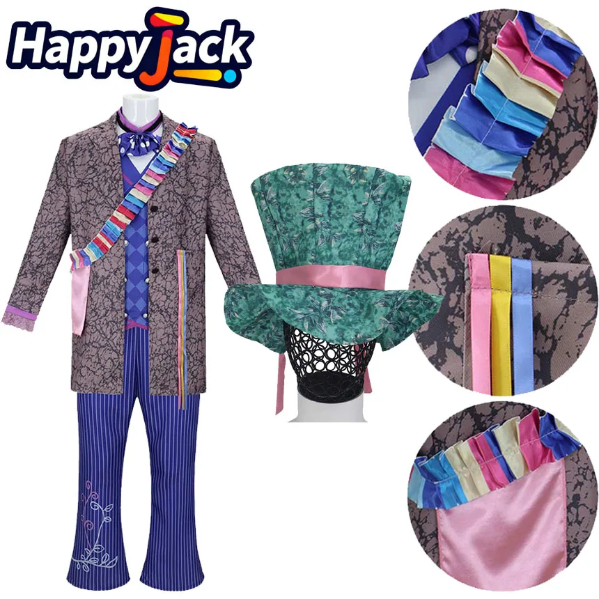 

Костюм Шляпника из фильма «Алиса в Стране чудес» для косплея: рубашка, пальто, брюки, шляпа, галстук, комплект для Хэллоуина и карнавальных вечеринок