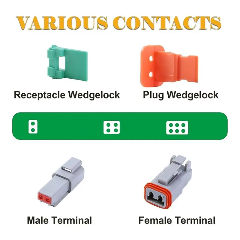 ABJS 5 Set 6 Pin DT Connector Kit, Waterproof DT Connector, Size 16 Stamped Contacts, Seal Plugs for Car, Truck, Motorcycle