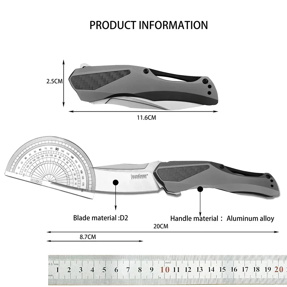 KS 1660 5500 Collateral KVT Assisted Flipper Folding Knife D2 Point Blade Aluminum Alloy Handles Tactical Hunting Tools