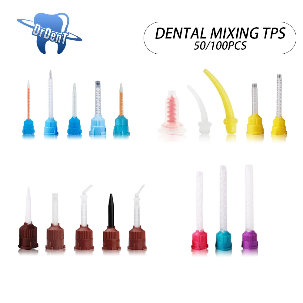 50/100PCS Dental Mixing Tips Color  Silicone Rubber Tubes Conveying Mixing Head Dentistry Tube Nozzle   Impression Materials