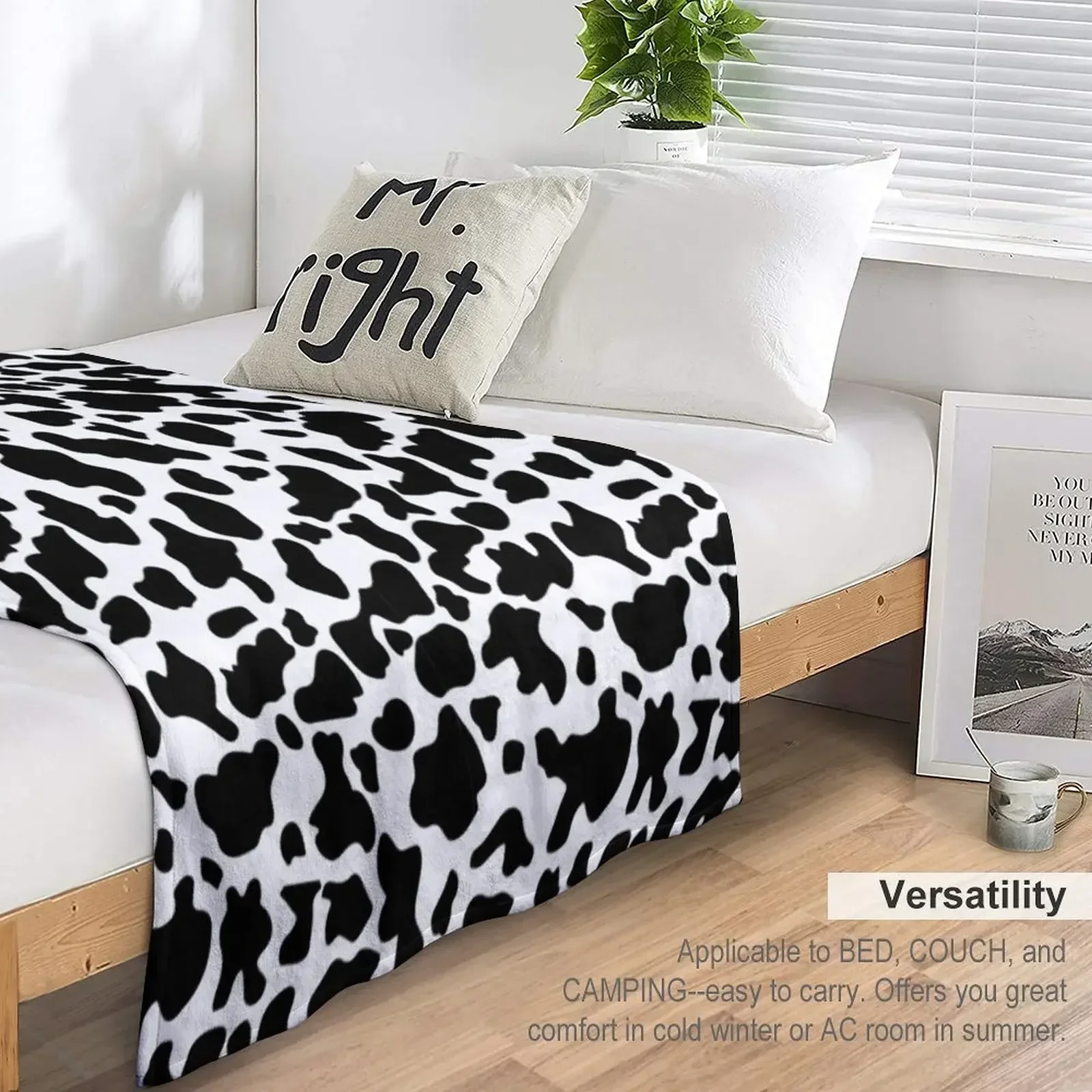 Black and White Cow Print Throw Blanket Plush Luxury Designer heavy to sleep Decorative Throw Blankets image 5