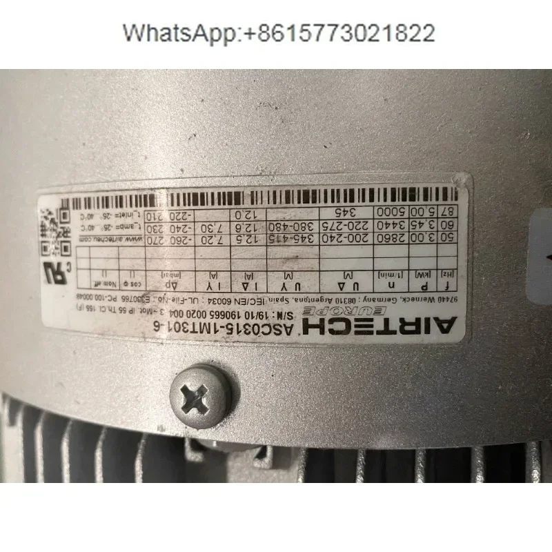

Pharmaceutical fan, American AIRTECH model ASC0315-1MT301-6/3KW DN50