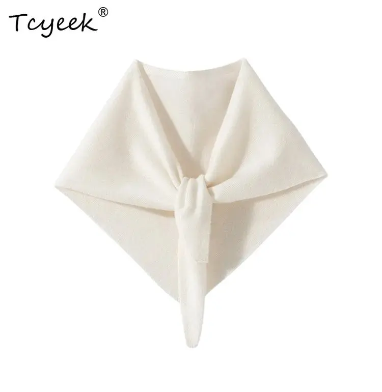 

Tcyeek, 100%Pure Cashmere Elegant Shawl, Women Solid Neck Protection, Soft Warm Triangle Scarf, 2024 Fall Winter Gift A48907QC