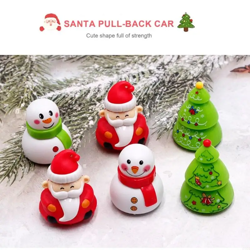 090B Christmas Friction Power Car Toy Set,Push and Go Pull Back Car Toy for Toddlers Kids Boys Girls Birthday Party Gifts