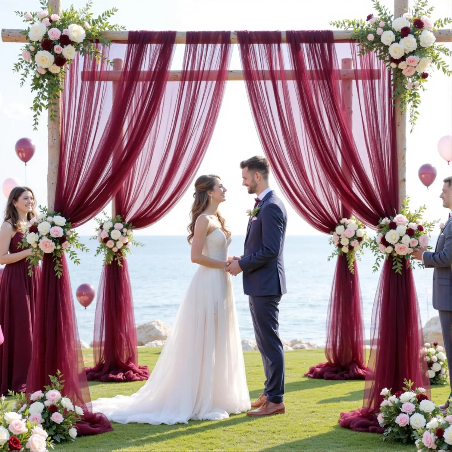 3–10 m Hochzeitsbogen, drapierter Stoff-Hintergrund für Hochzeitsempfang, Tüll-Hintergrund, Geburtstagsfeier, Babyparty, Dorn, Deckendekoration – Detail 4