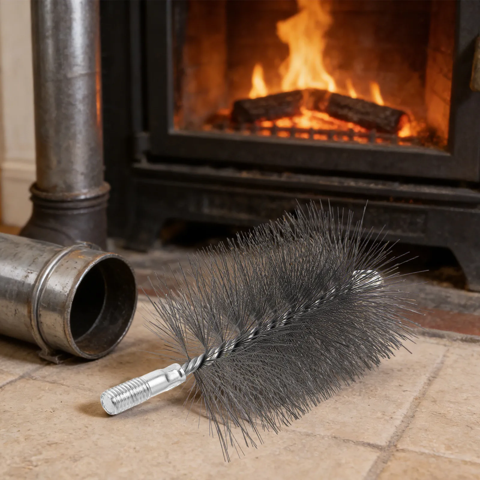 Heavy Duty Stainless Steel Chimney Brush Fireplace Chimney Sweep Tool Flue Cleaner for Stove Vent 4.7 Inch Outer Diameter 0.4