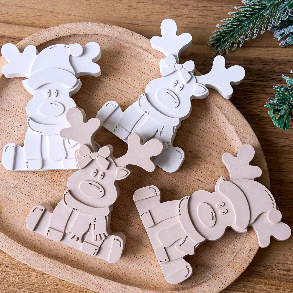 Süße Elch Silikon Kerze Form DIY Weihnachten Rehkitz Aromath Seife Formen Gips Epoxidharz Herstellung Home Weihnachten Party Decor Handwerk Geschenke