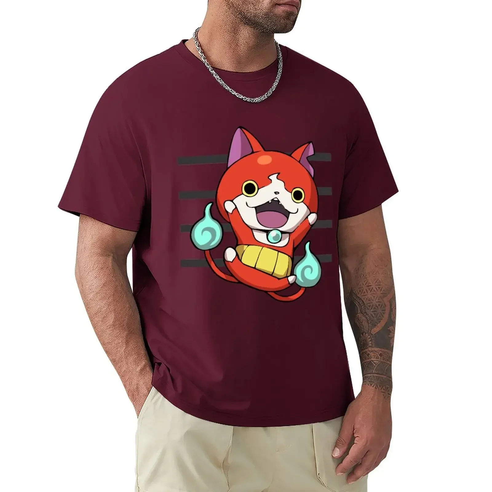 funnys customs t shirts for men cotton Yokai Watch Jibanyan 2 T-Shirt  Informal Hot Sale Round Collar harajuku Crewneck Outfits