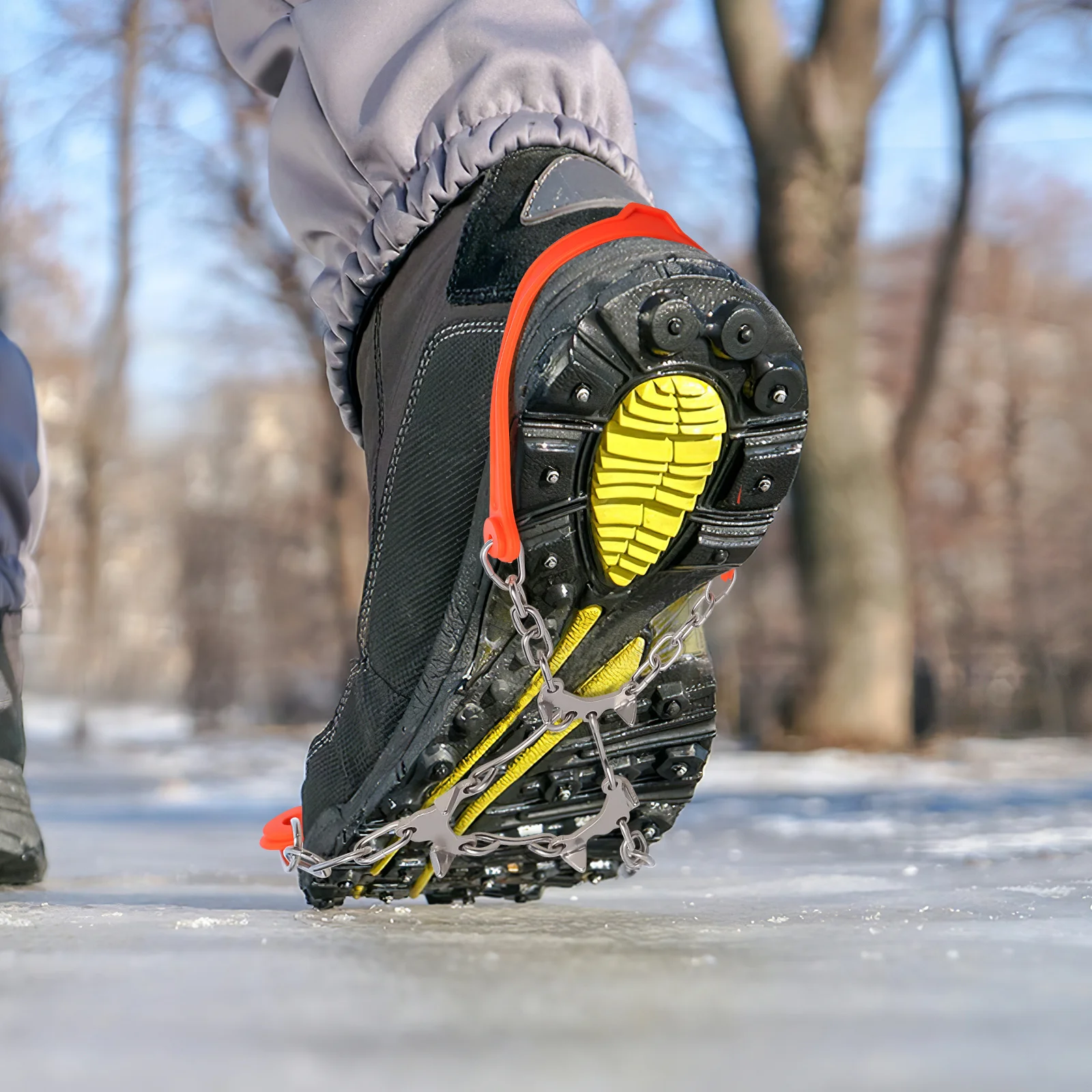 

2pcs Ice Crampons Shoes Boots Durable Shoe Chains Lightweight Boot Chains Ice Traction Spikes Hiking Slopes Grass Outdoor