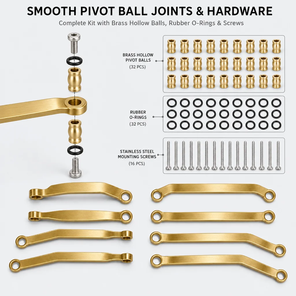Tumee Hobby 1/30 RC Crawler Brass High Clearance Chassis Links Set Weighted Low Center Gravity Upgrade Spare Parts