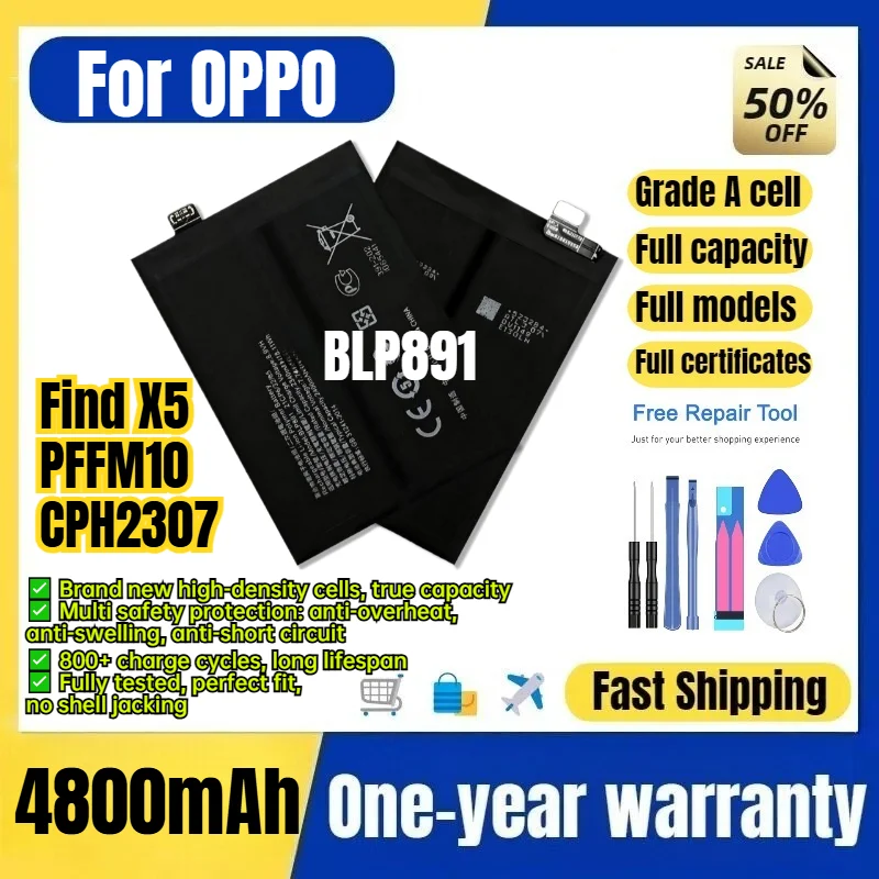 BLP891 for OPPO Find X5/PFFM10/CPH2307 Phone Battery 0 Cycle High Quality High Capacity Battery Replacement Bateria  with Tools