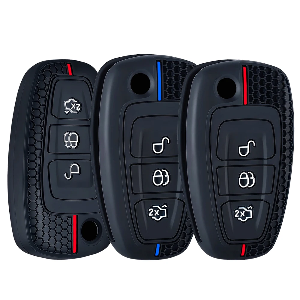 3 Button Silicone Car Remote Key Fob Cover Case For Ford Ranger C-Max S-Max Focus MK3 Galaxy Mondeo Transit Tourneo Custom