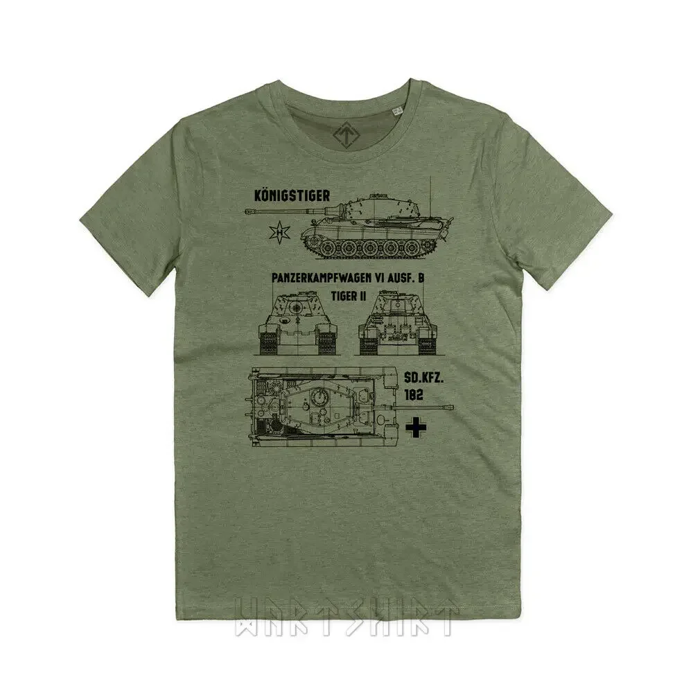 Wehrmacht Panzer VI Sd.kfz.182 Königstiger WWII German Tiger II Tank T-Shirt Short Sleeve Casual 100% Cotton O-Neck Mens T-shirt