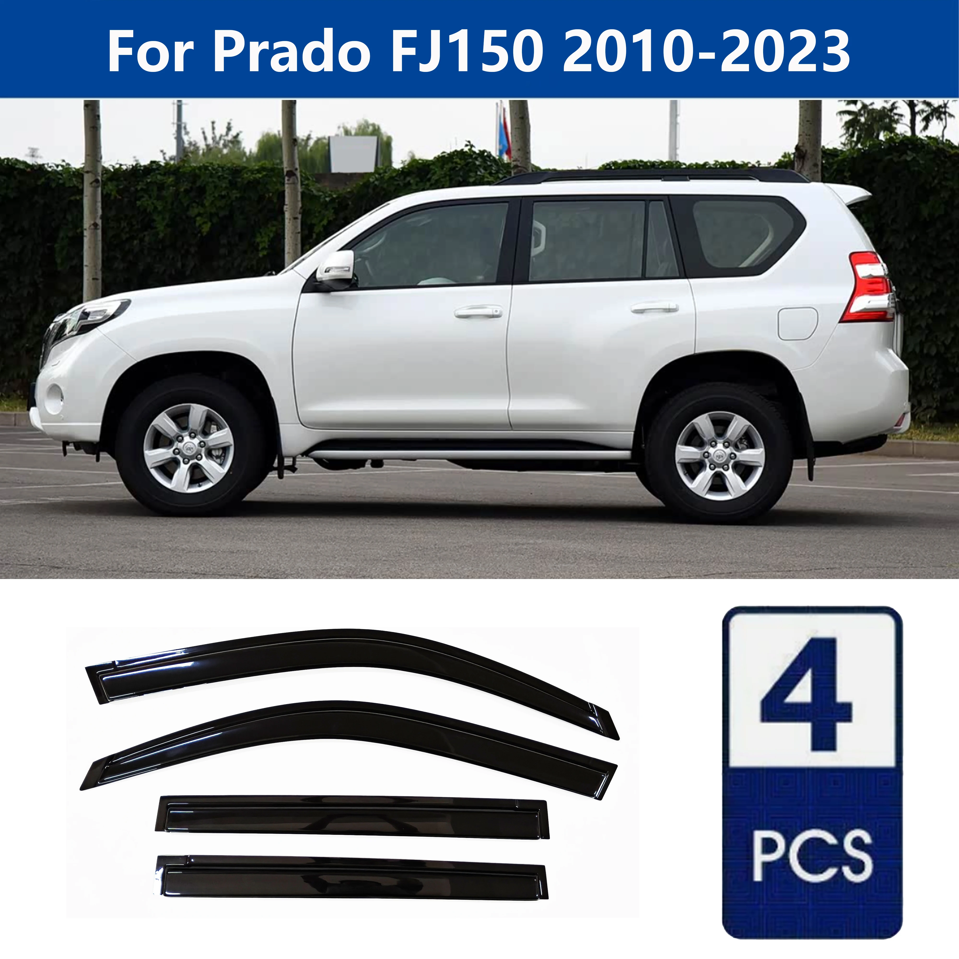 

Высококачественные дефлекторы окон AIBAP (4 шт., 1,8 мм) для Toyota Prado FJ150 2010-2023: защита от дождя и солнца