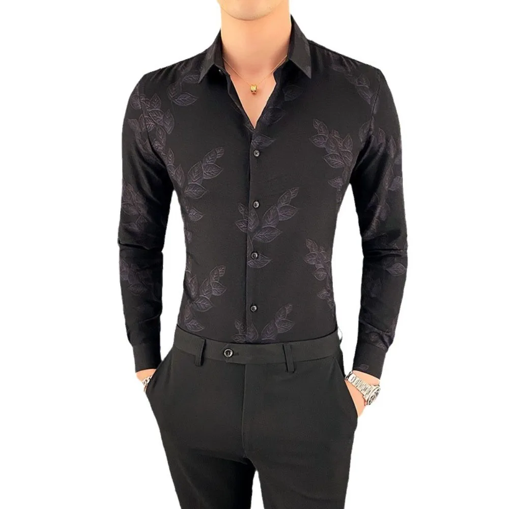 

Осенне-зимняя бархатная городская повседневная облегающая рубашка с длинными рукавами, элитная модная теплая мужская рубашка, тонкая элитная удобная