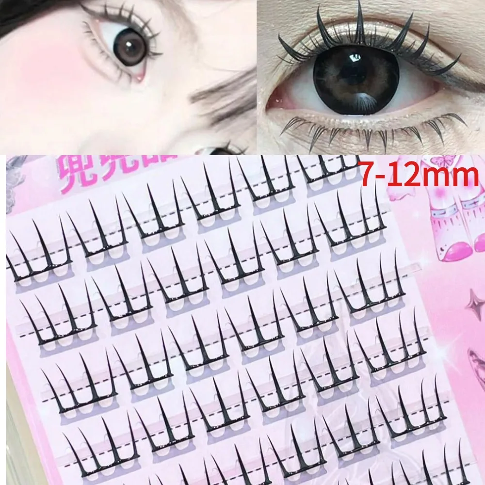 10-reihige W-förmige Wimpern, natürliche falsche Wimpern, segmentierte, kleberfreie, dünne Band-Wimpernverlängerung, leicht kräuselnde Wimpern