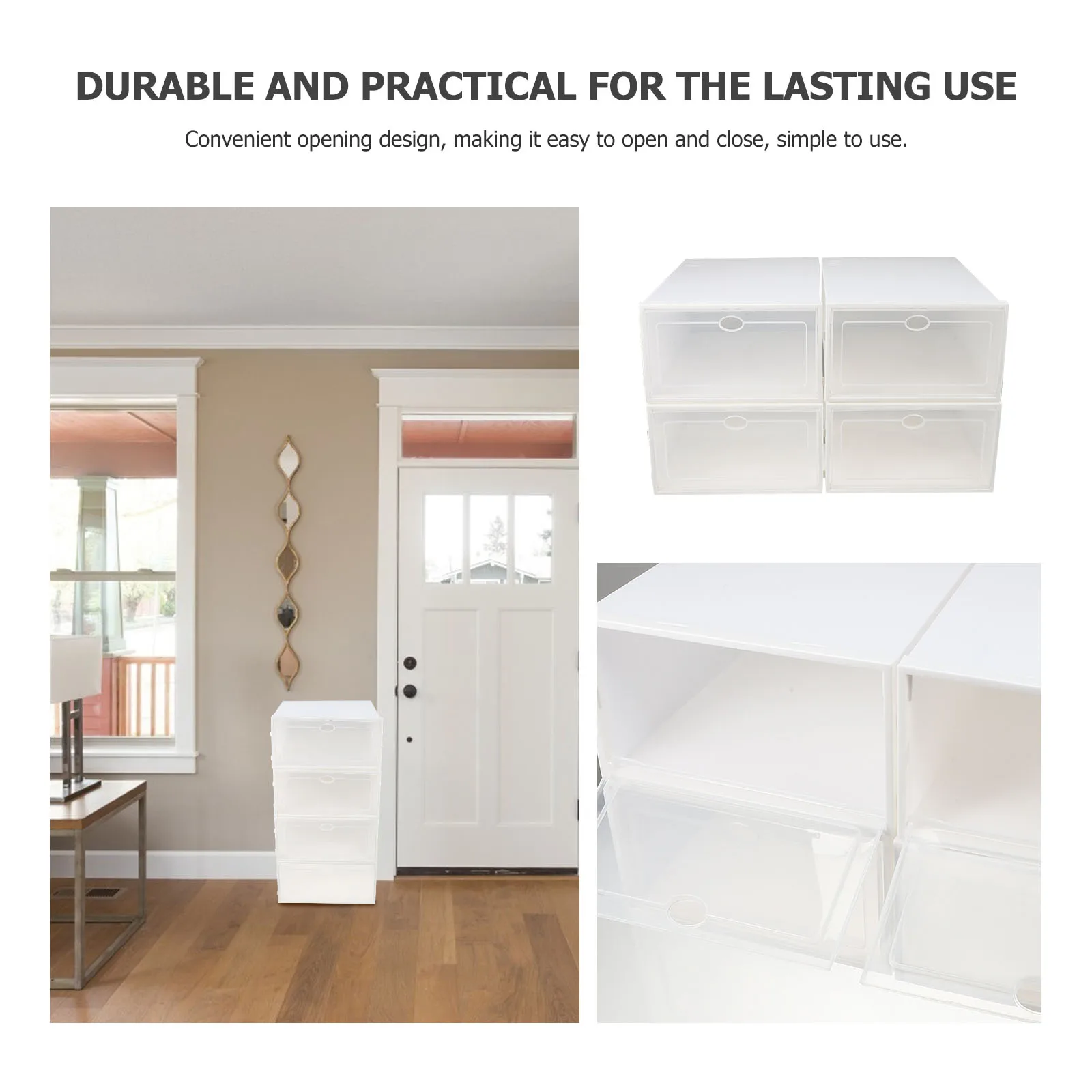 

4pcs Thickened Plastic Shoe Boxes Household Transparent Shoe Holders For Home Waterproof Storage Cases Stackable Load Bearing