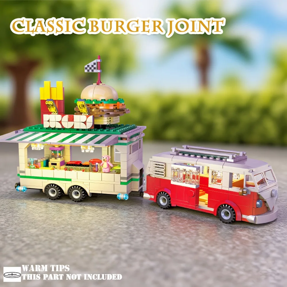 

Креативный IDEAS Hamburg van series moc Building Block VW T1 Кемпер Ван модель игрушки подарки на день рождения, Новый год, Рождество, 883 шт.