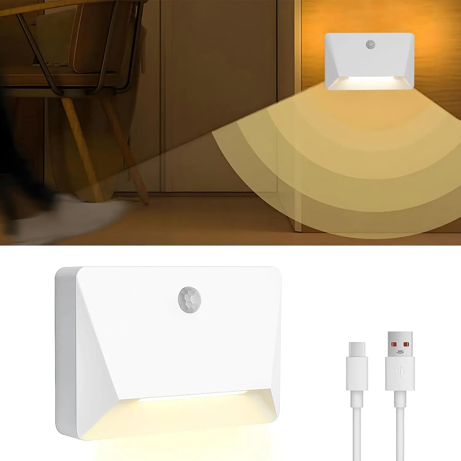 Under Cabinet Kitchen Lights With Motion Sensor LED 2000mAh Rechargeable Night Lamp 3 Link Modes Magnetic For Bedroom Lighting
