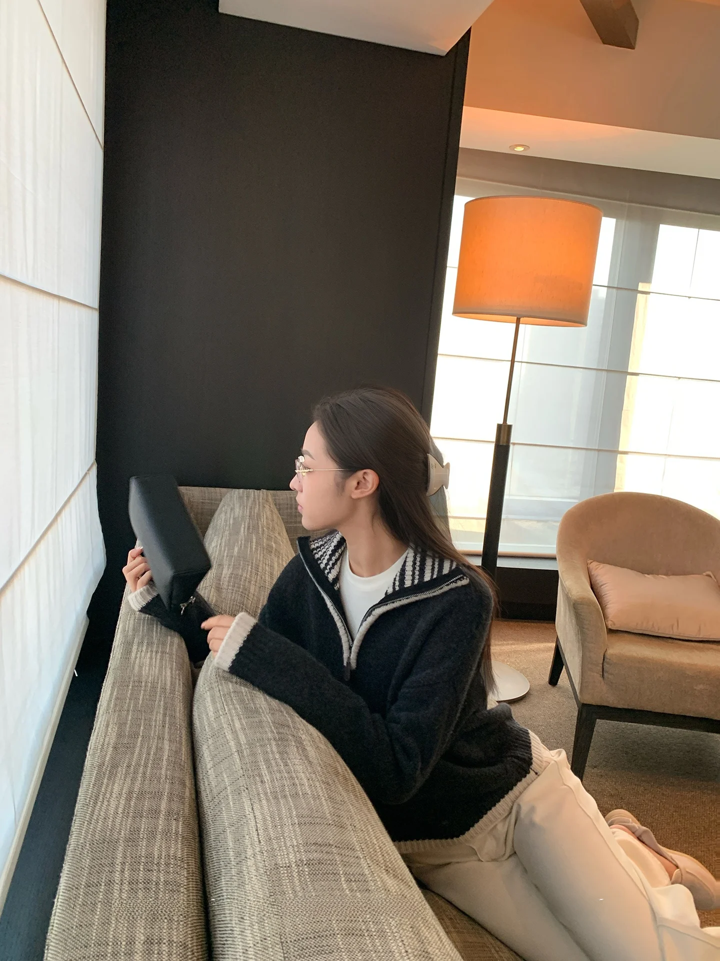 

Loose Knitted Long Sve Sweater Women's Autumn Winter High nce Money Sle Large Collar Fce Soft Comfortable Top