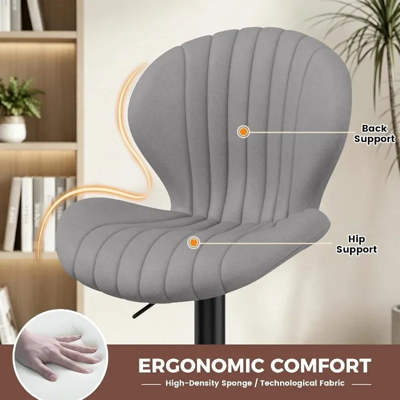 Nalupatio Bar Stools Adjustable Upholstered Swivel Bar Chairs Modern Counter Height Barstools with High Backrest for Kitchen view 4